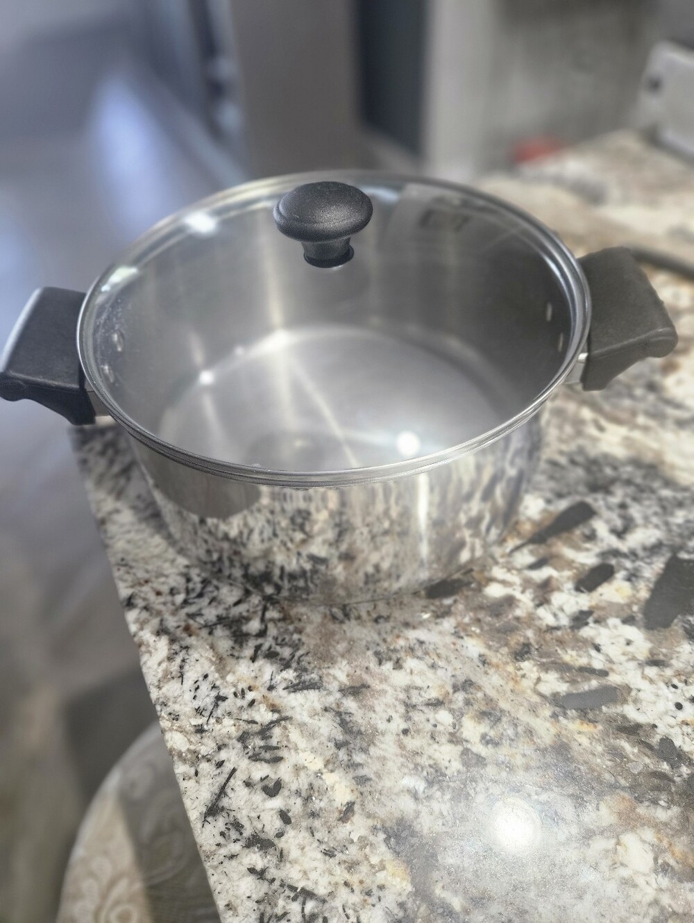 Farberware Stainless Steel Stockpot with Black Handles and Lid Knob